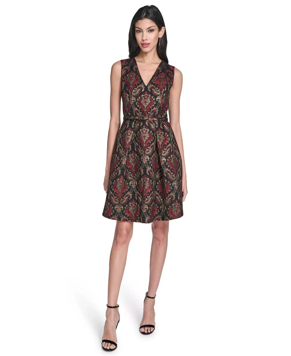 Vince Camuto Dress Womens 16 Multicolor Damask Jacquard Fit & Flare Cocktail NWT